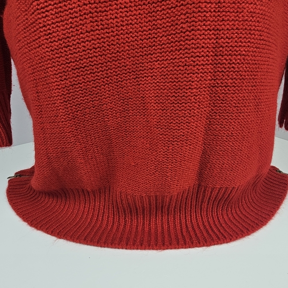 ZARA Knit Red Sweater Dress Tunic Medium V-Neck Cable Knit Zip Hem Long Sleeve - Picture 10 of 16